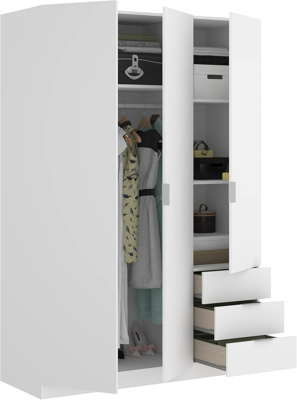 2026 DEKIT GRUPO RIMOBEL Armario Ropero 3 Puertas Y 3 Cajones - Blanco - 121X184X52 Cm