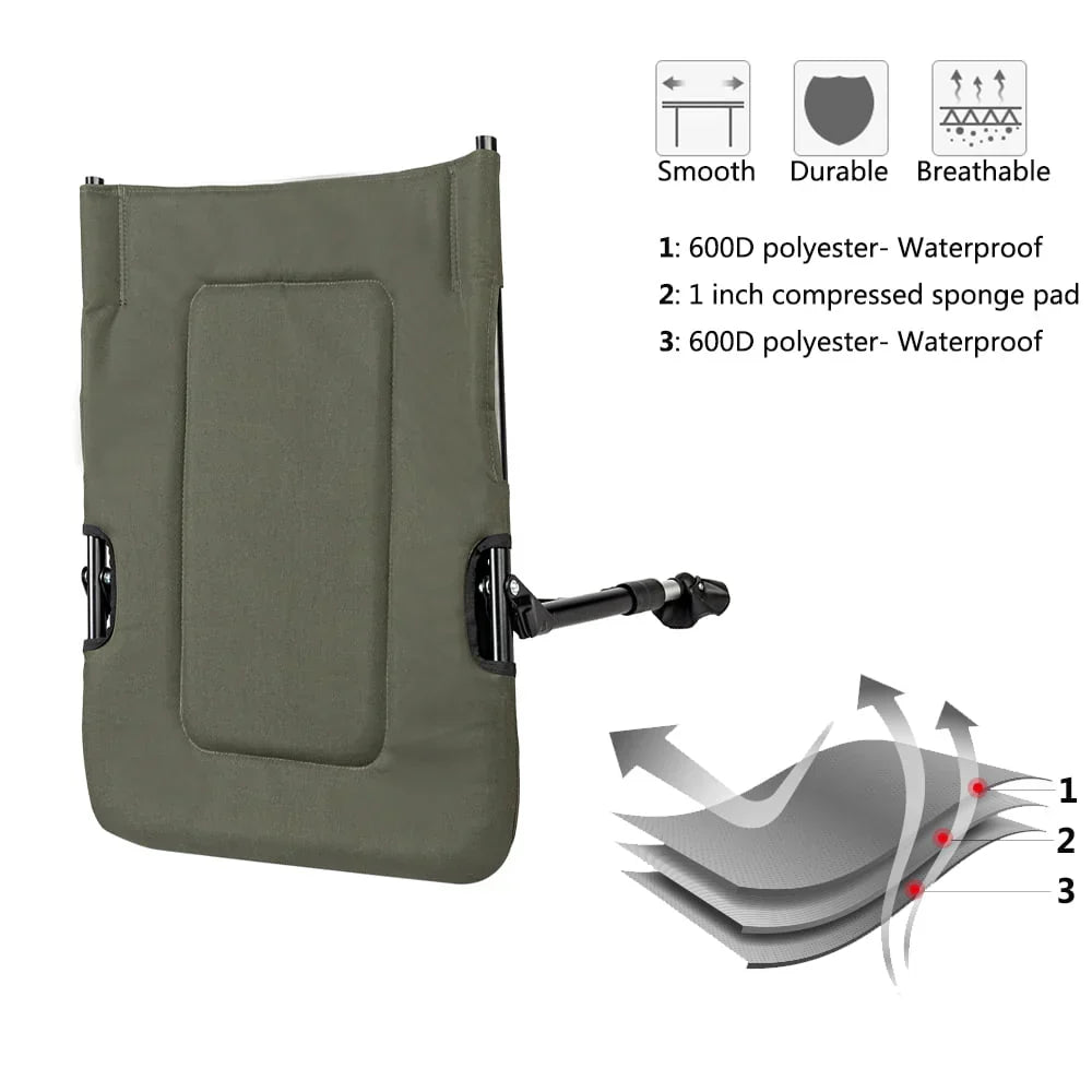 2026 NewVINGLI Oversized Fishing Chair with Footrest Support 440 lbs 160° Adjustable Backrest, Black & Army Green