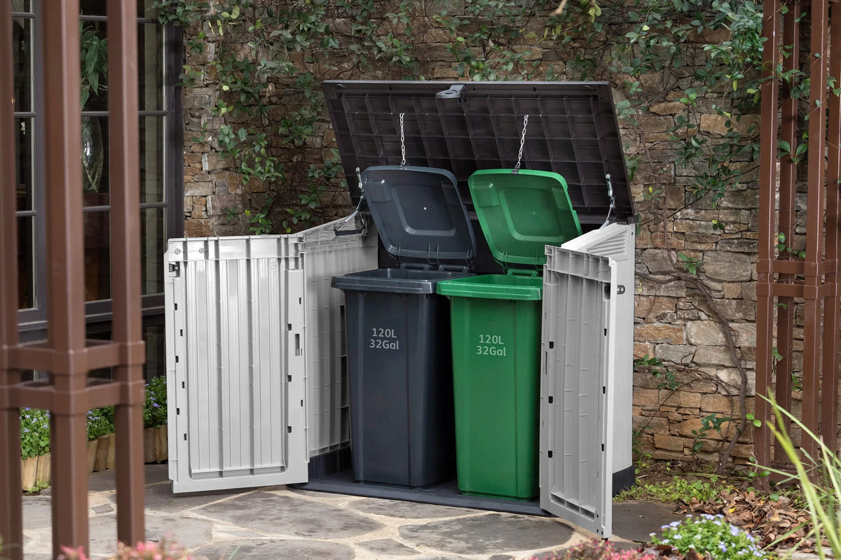 2026 NewKeter S.I.O Midi 4.3' x 2.3' x 3.7' Horizontal Resin Outdoor Storage Shed with Durable Floor, Grey