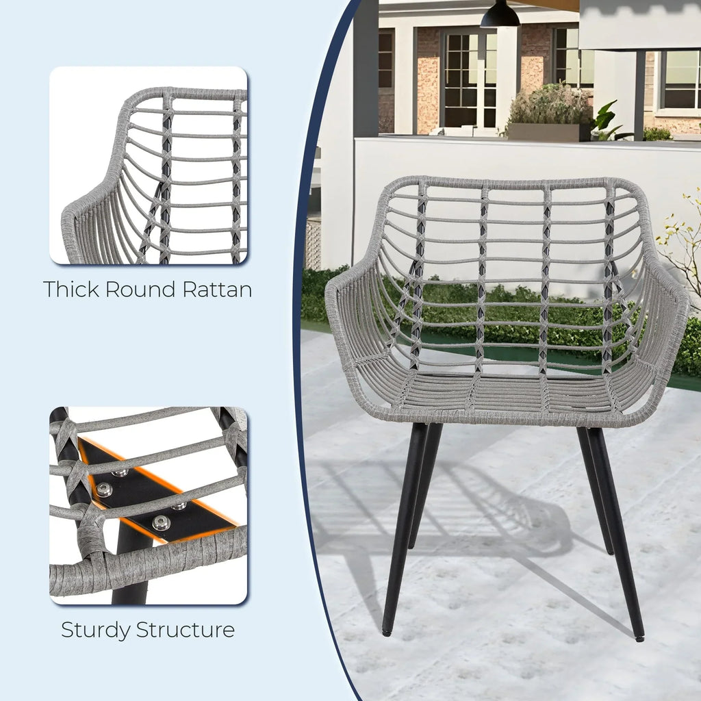 2026 NewFHFO 3 Piece Patio Bistro Set, Outdoor Wicker Apartment Balcony Furniture Sets, Rattan Table and Chairs Set of 2 for Porch Backyard Lawn Poolside Deck, Beige