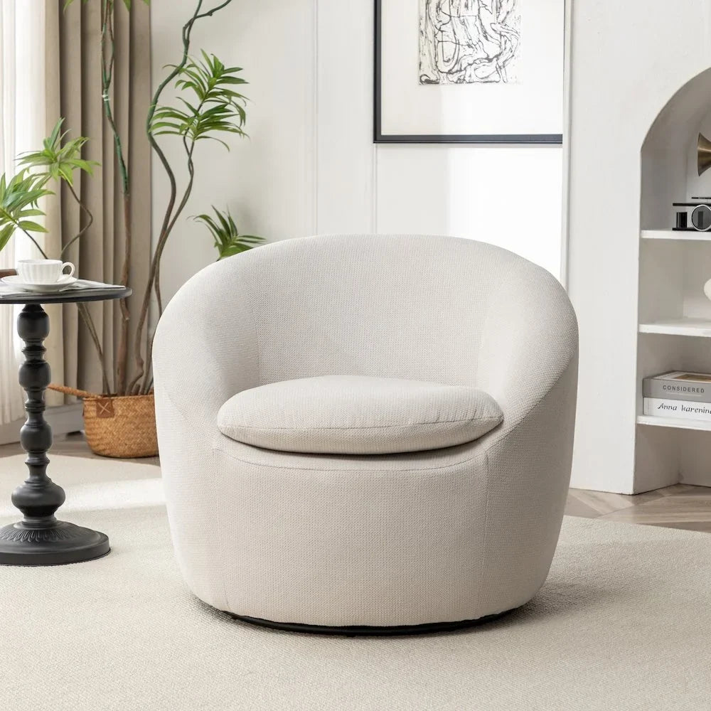 2026 NewRoundhill Furniture Winnie Modern Barrel Chair, 360" Swivel