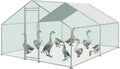 2026 Sonnewelt Corral exterior 3x4x2m Gallinero de acero galvanizado Jaula para animales pequeños Casa de pollos Techo Gallinero avícola con techo parasol y puerta para jaula de mascotas Jaula de pollos Jaula de pájaros Animales pequeños Plantas