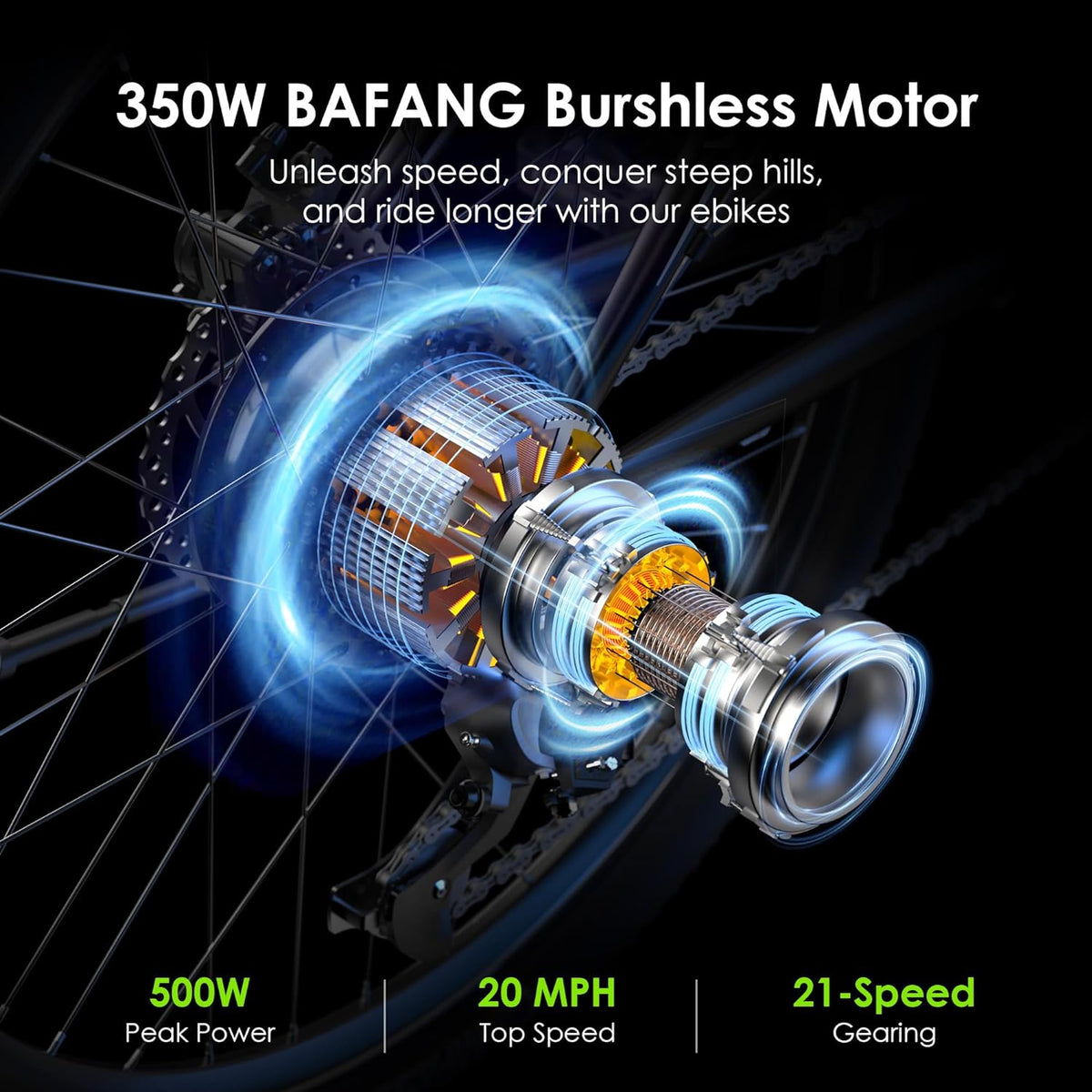 2026 Bicicleta eléctrica todoterreno para adultos Oraimo Monster 100 – Motor BAFANG 350W (pico 500W)