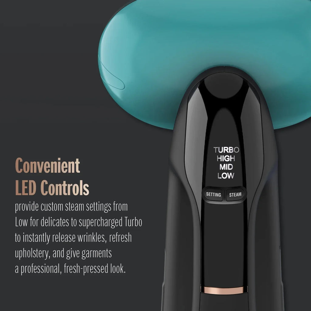 2026 NewConair Turbo ExtremeSteam 1875 Watt Handheld Fabric, 2-in-1 Steam and Iron Garment Steamer, One Size, Black/Green GS107