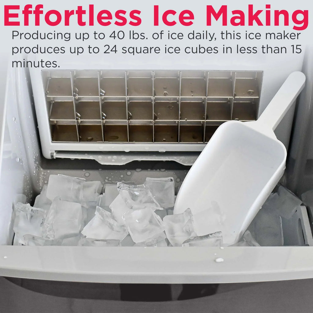2026 NewFrigidaire 40lbs. Countertop Clear Square Ice Maker - Stainless Steel