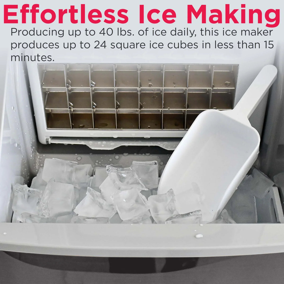 2026 NewFrigidaire 40lbs. Countertop Clear Square Ice Maker - Stainless Steel