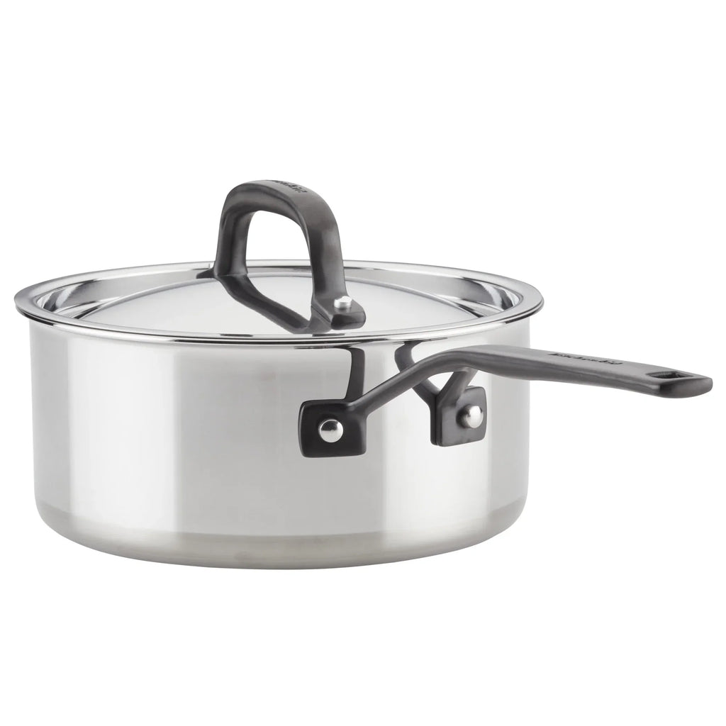 2026 NewKitchenAid 5-Ply Clad 10 Pcs Stainless Steel Cookware Induction Pots and Pans Set, Dishwasher Safe, Metal Utensil, Broiler and Oven Safe to 500" F, Polished Stainless Steel