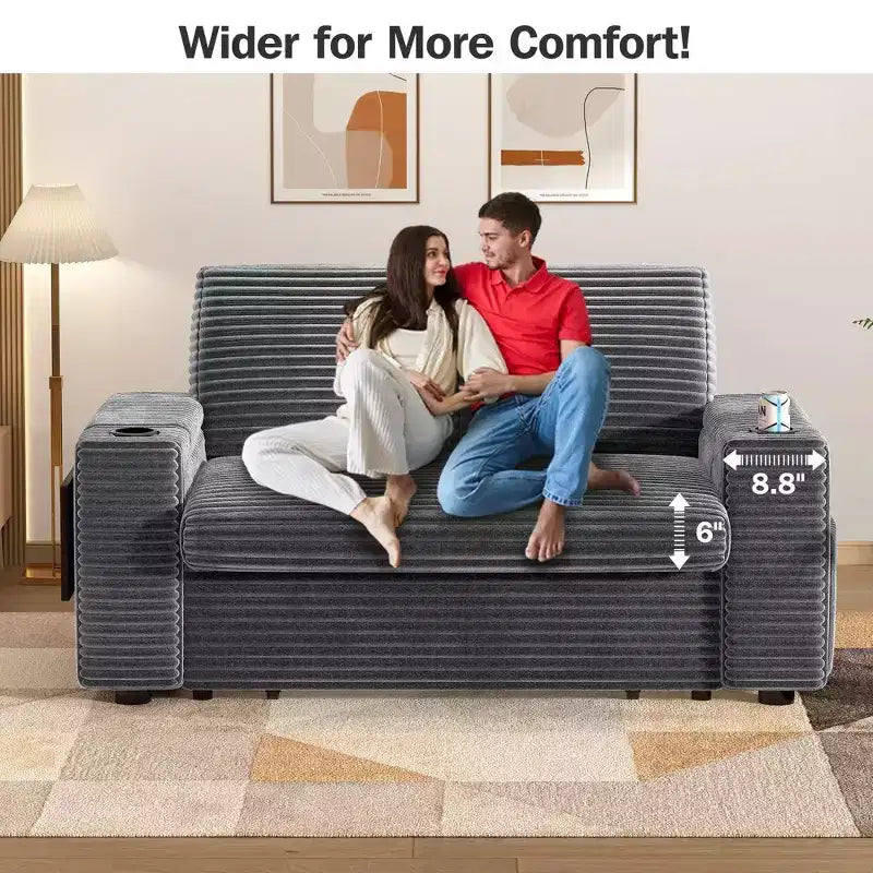 2026 Dyonery Sofá cama 4 en 1 de 65,5" con respaldos ajustables, carga USB/Type-C, portavasos y bolsillos, verde