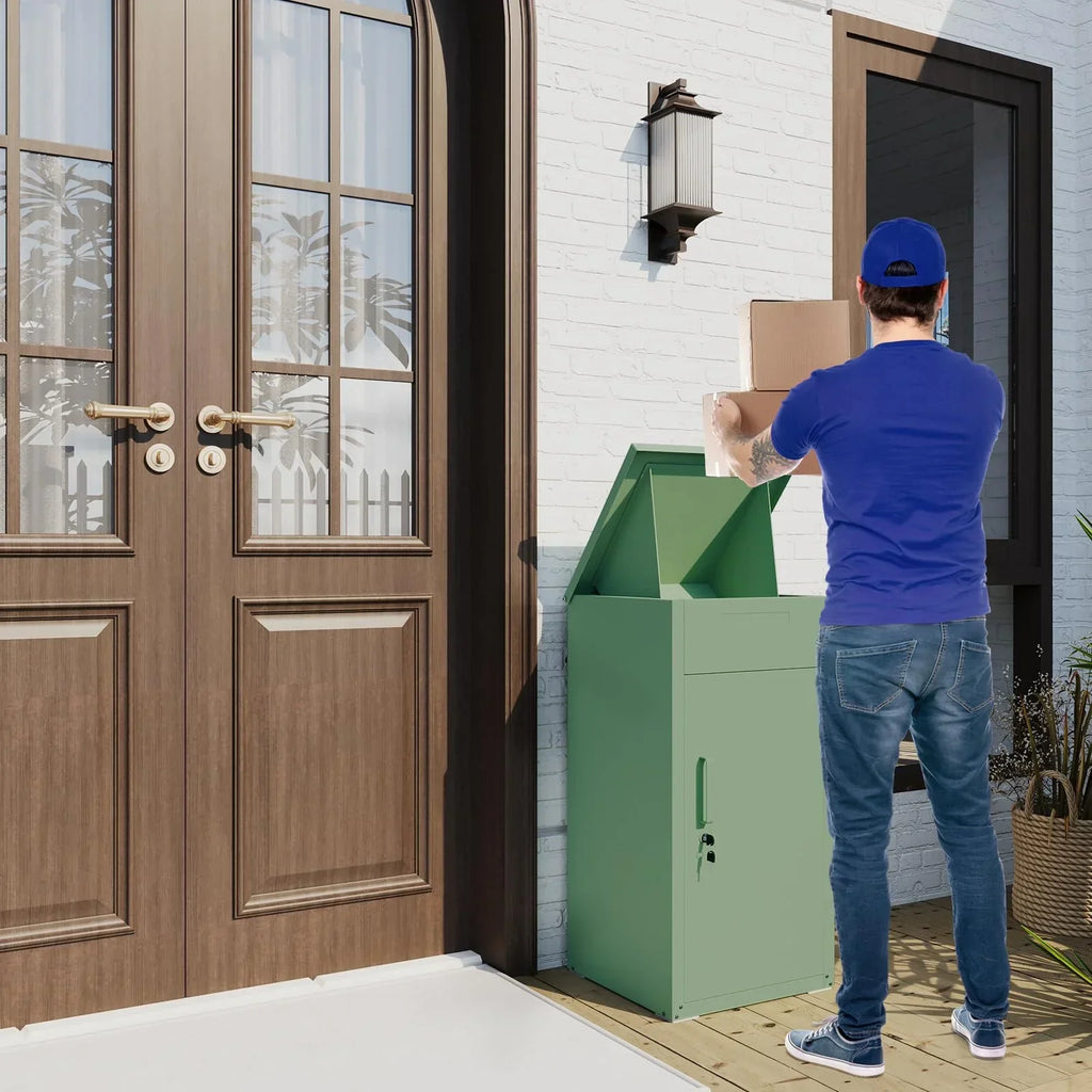 2026 NewAECOJOY Package Delivery Boxes for Outside Parcel Drop Box Outdoor Storage Box Wall Mounted Express Mail Package Delivery Box 17" x 16" x 38.3" Black