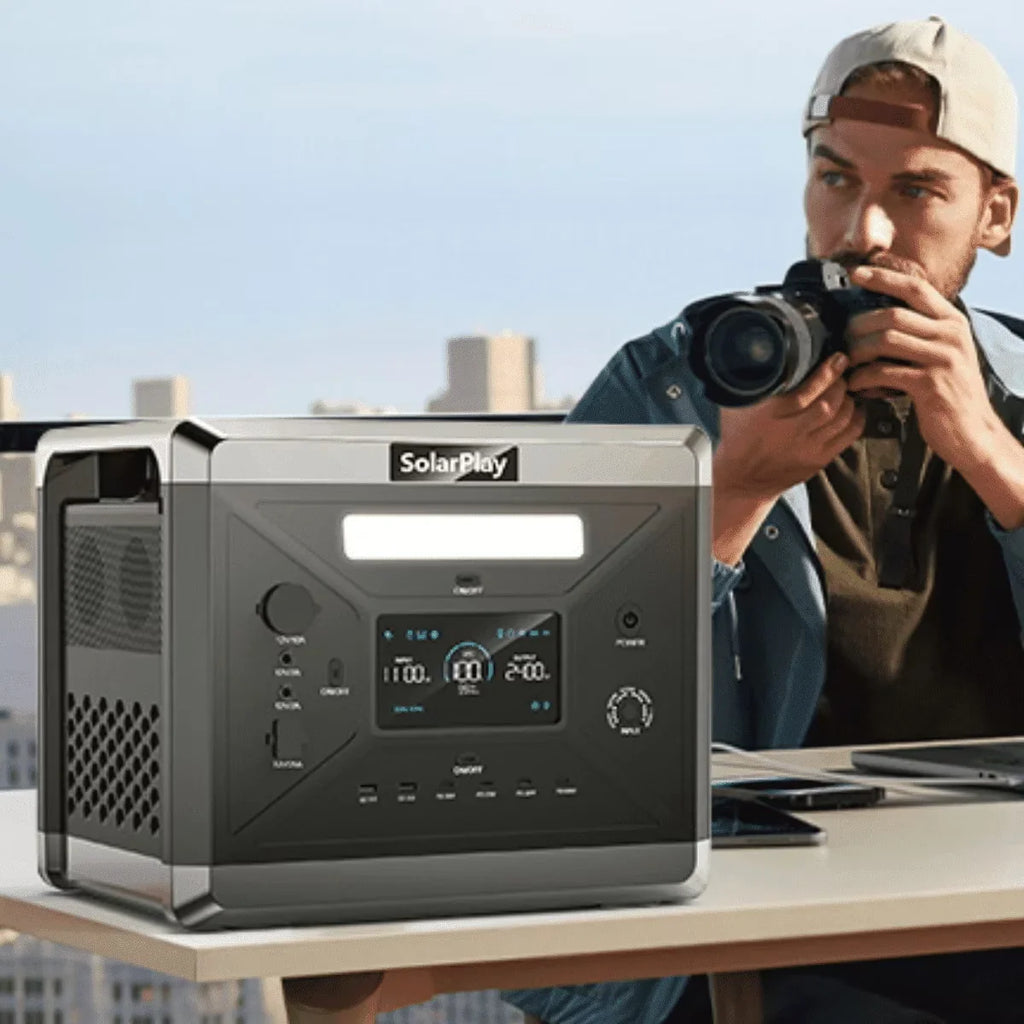 2026 NewSolarplay 2400W(4800W Peak) Solar Generator, with 400W Solar Panel,2160Wh Portable LiFePO4 Battery Power Station for Camping Home Backup RV