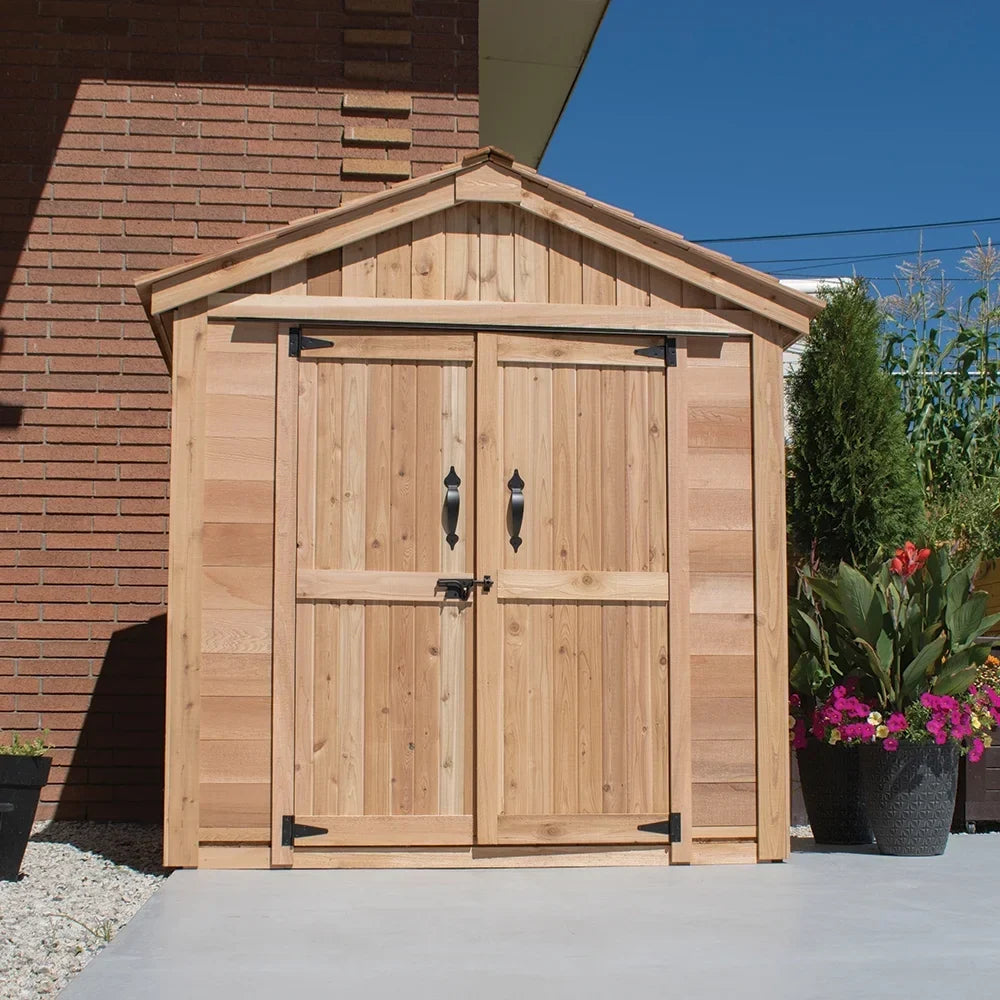 2026 NewOutdoor Living Today 6x4 Western Red Cedar Space Master Shed Double Door with Cedar Roof