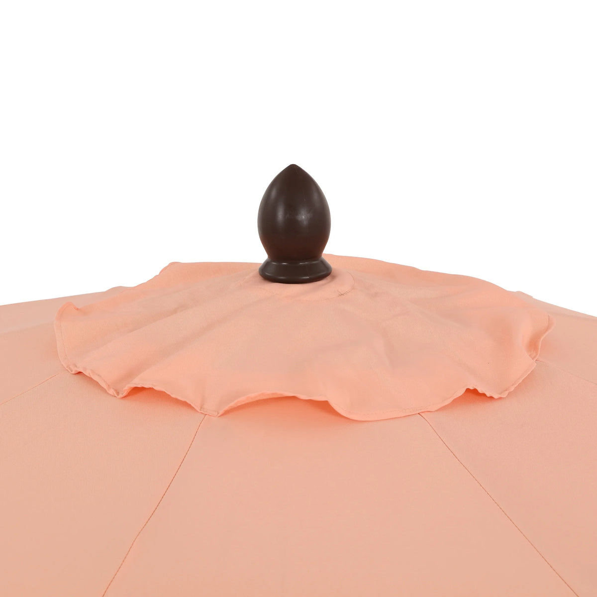 2026 NewJONATHAN Y Tracy 9 ft. Market Patio Umbrella, Classic Mid-Century Scalloped Fringe, with Auto-Tilt Crank, Wind Vent and UV Protection, Coral Pink/White, Dark Brown Pole