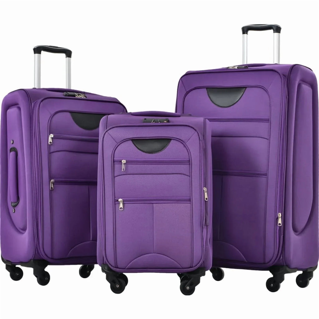 2026 NewSoftside Luggage Expandable 3 Piece Set Suitcase Upright Spinner Softshell Lightweight Luggage Travel Set