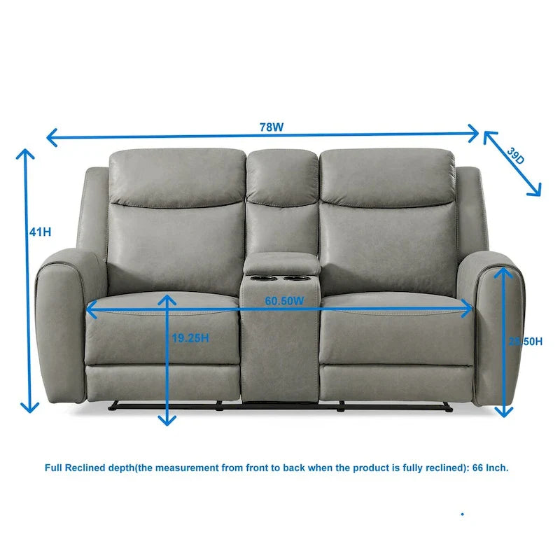 2026 Conjunto reclinable de 2 piezas estilo transicional, gris