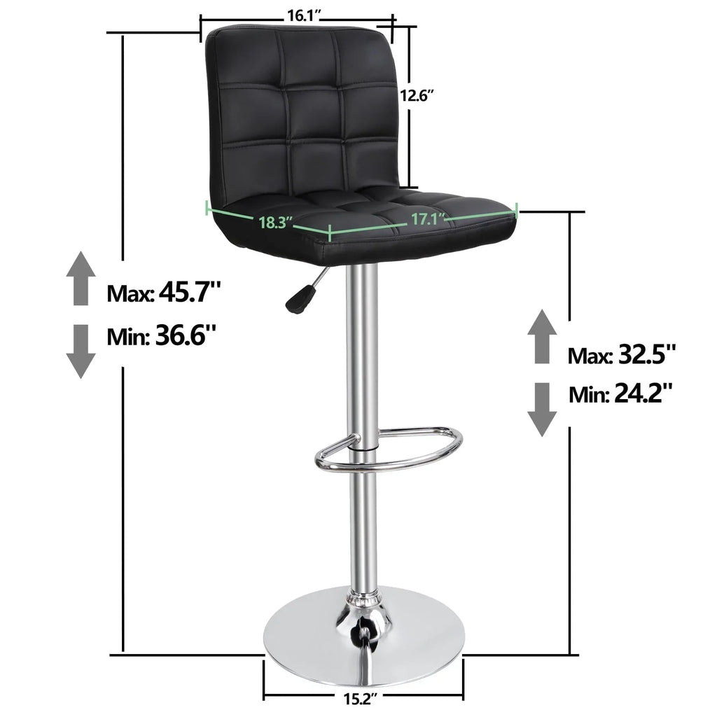 2026 NewZENY Set of 4 Bar Stool Soft Cushion Metal Frame 24-32" Swivel Chair, Black