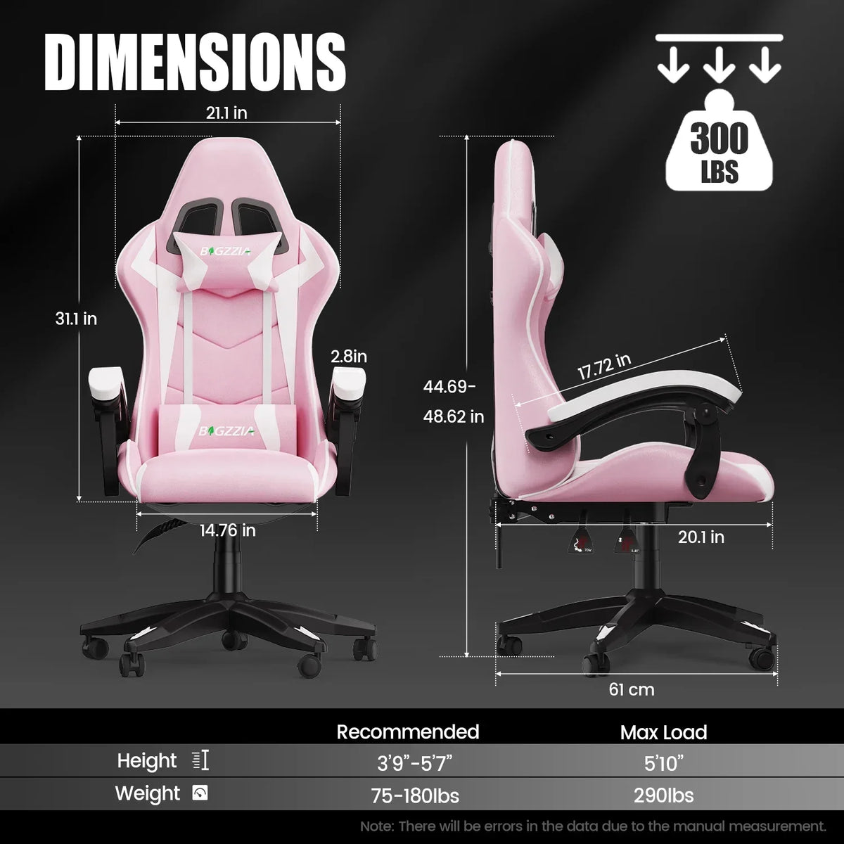 2026 NewBigzzia Gaming Chair Office Chair, Ergonomic Game Chair with Height Adjustable Headrest and Lumbar Support for Adults Teens, Black & White