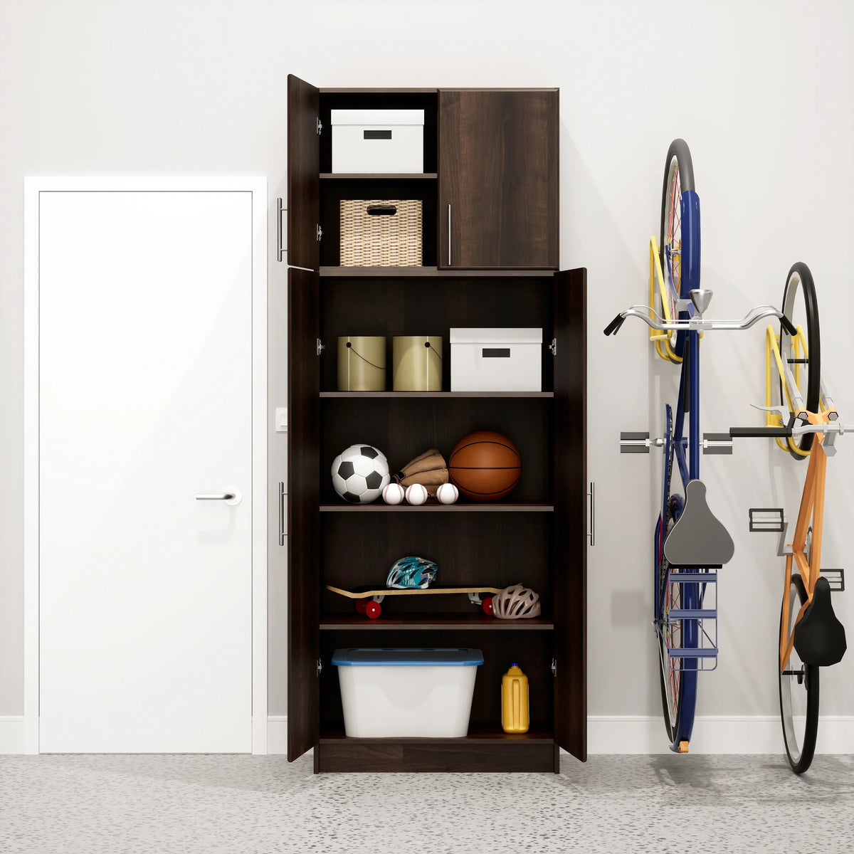 2026 NewPrepac Adjustable Shelves Cabinet - Functional Tall Garage Table, 16"D x 32"W x 65"H Freestanding Garage Cabinet with 2-Doors, Espresso - EES-3264