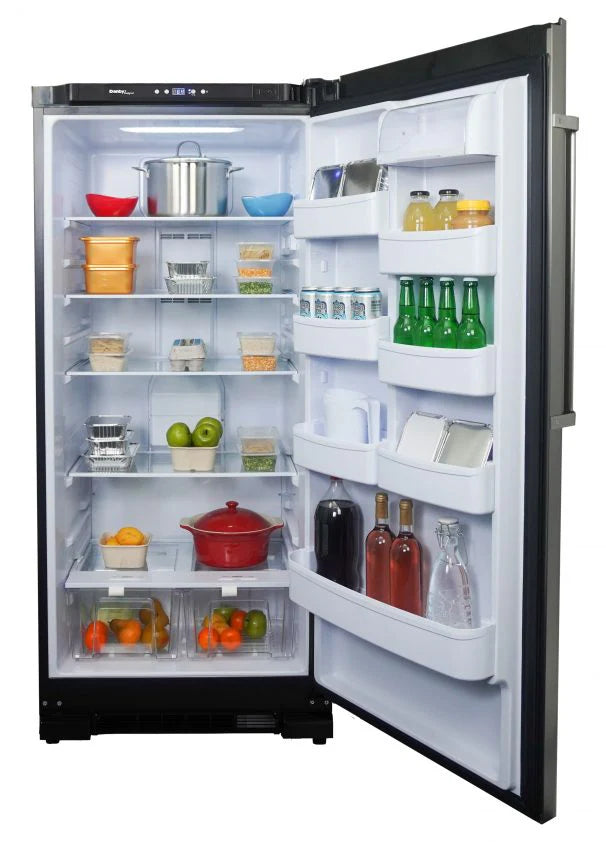2026 Refrigerador espacioso Danby de 17 pies cúbicos, tamaño ideal para apartamentos, de acero inoxidable.