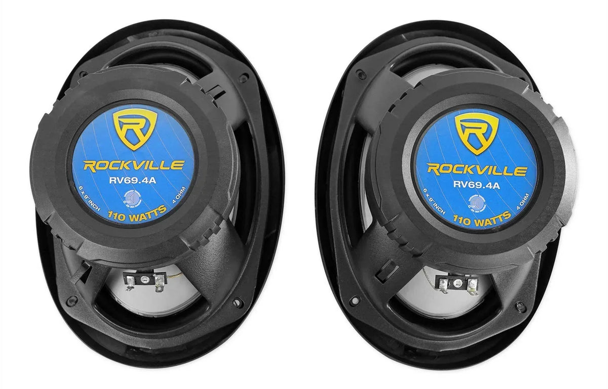 2026 New(4) Rockville RV69.4A 6x9" 1000w 4-Way Car Speakers+Quad Speaker Enclosure Box