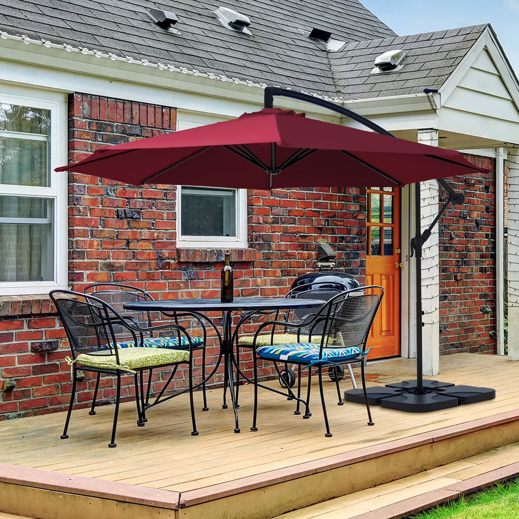2026 NewJUSTLET 10ft Heavy Duty Patio Hanging Offset Cantilever Patio Umbrella W/ 4-Piece Base Included Included, Beige