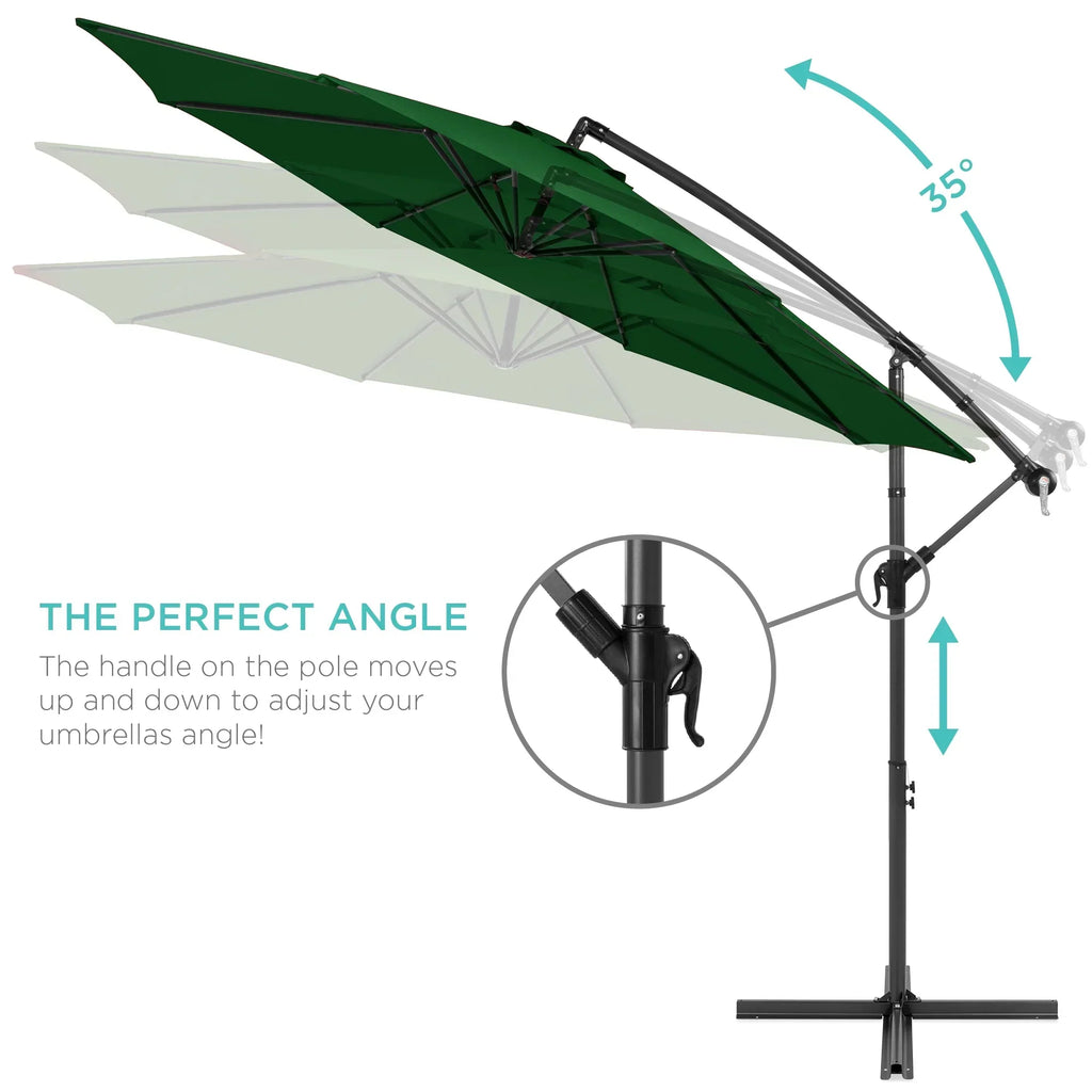 2026 NewBest Choice Products 10ft Offset Hanging Outdoor Market Patio Umbrella w/ Easy Tilt Adjustment - Tan