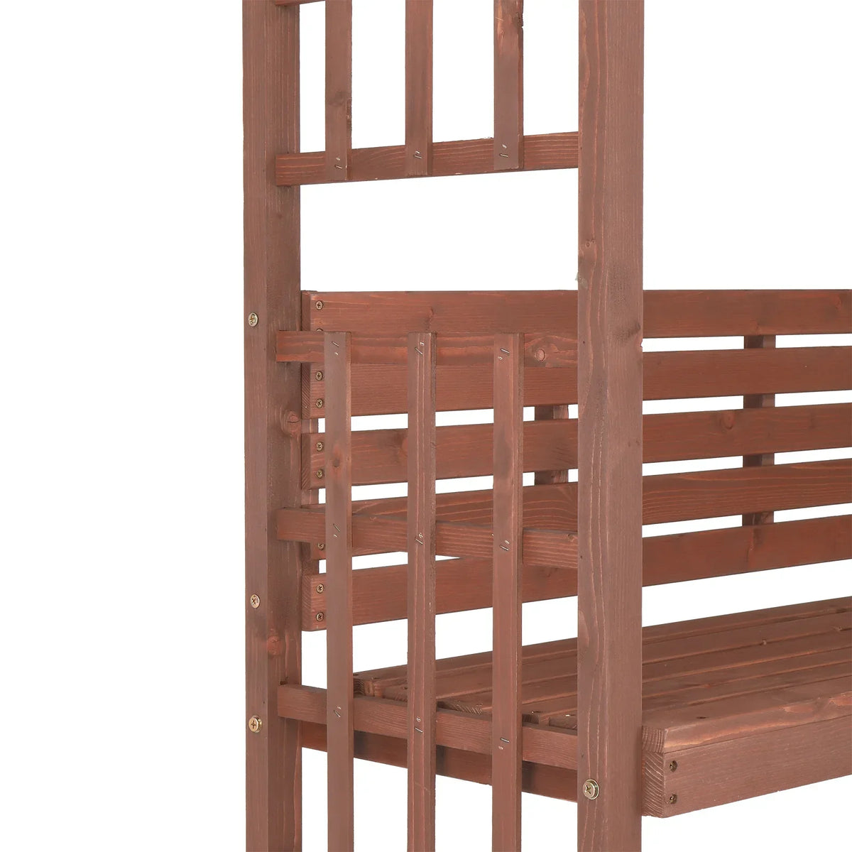 2026 New6.8FT Wooden Arch with Bench for 2 People, Garden Arbor Trellis for Climbing Plant, Outdoor Garden Lawn Backyard Patio Decor, Dark Brown