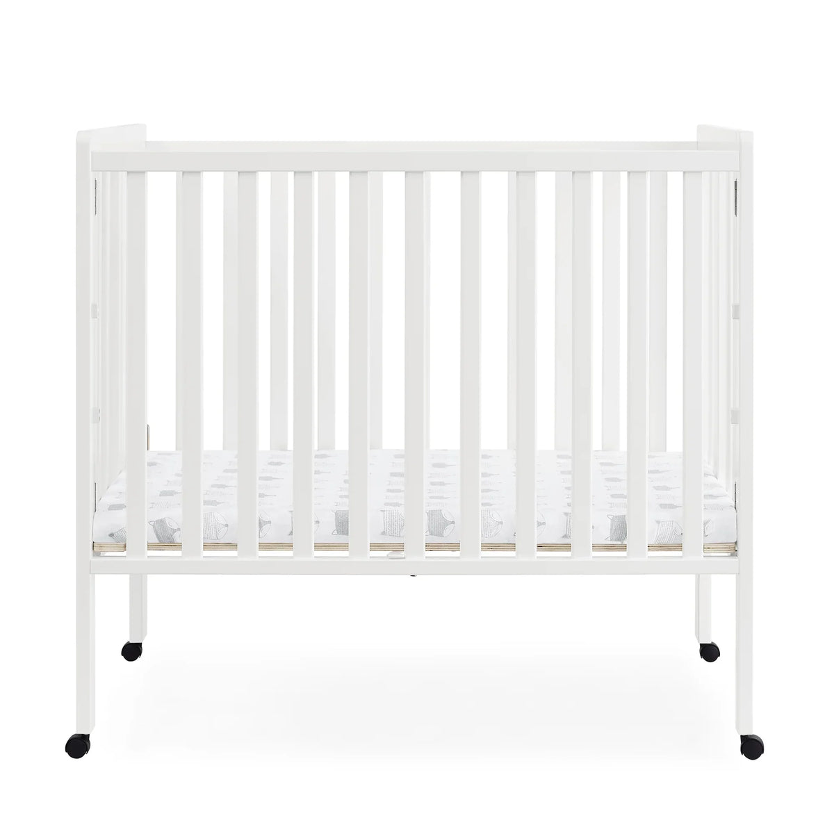 2026 NewDelta Children Lee Portable Folding Mini Crib with 1.5-Inch Mattress - Greenguard Gold Certified, Bianca White