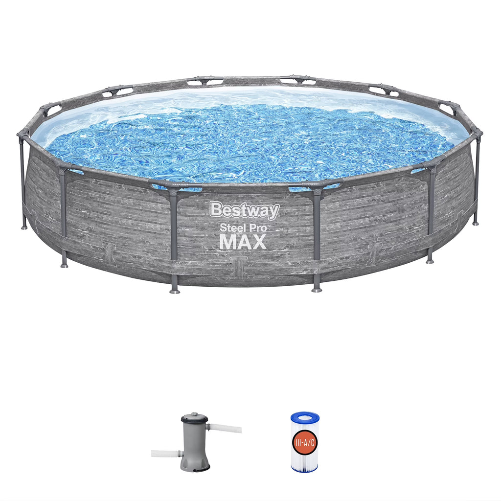 2026 NewBestway Steel Pro MAX 12' x 30" Above Ground Outdoor Swimming Pool Set