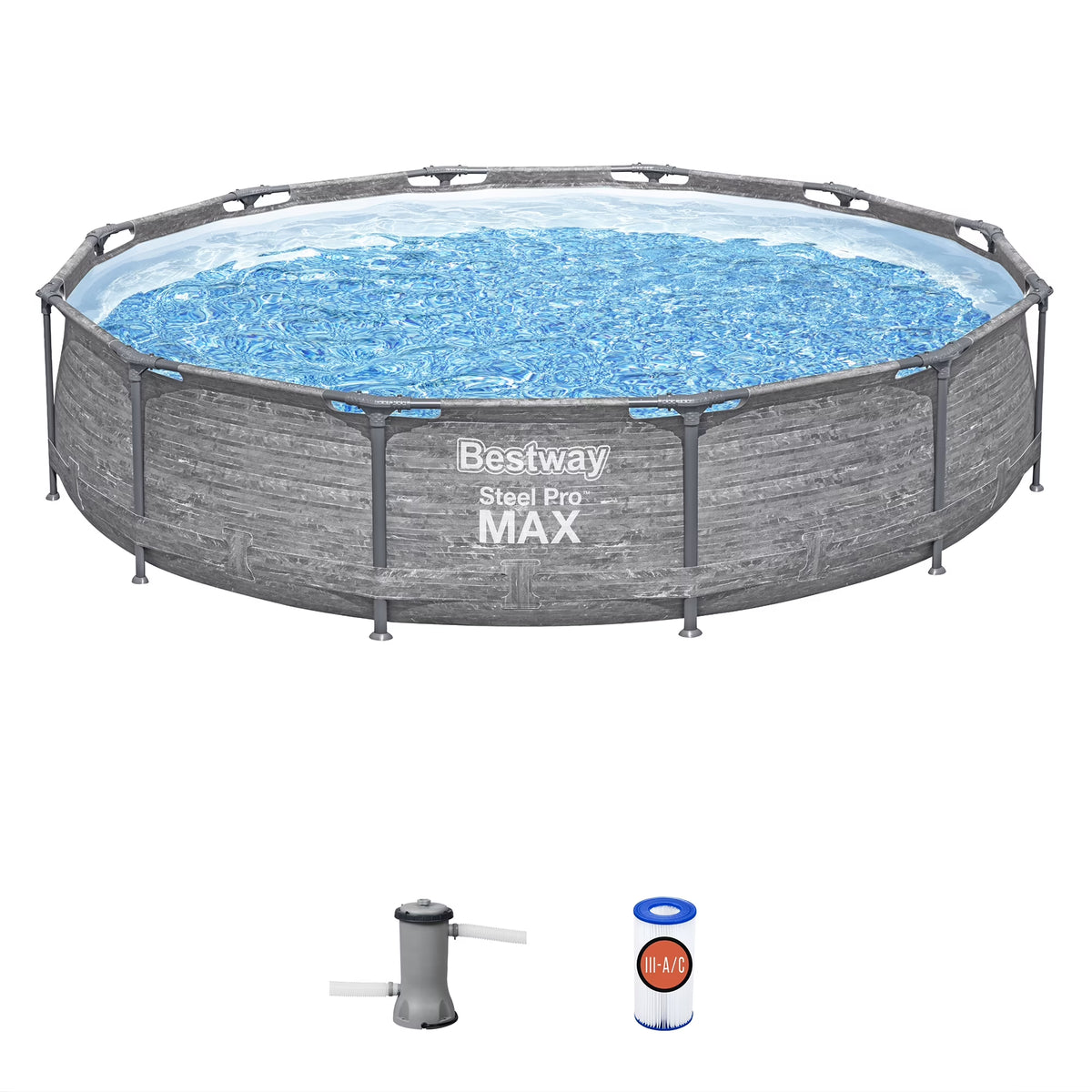 2026 NewBestway Steel Pro MAX 12' x 30" Above Ground Outdoor Swimming Pool Set