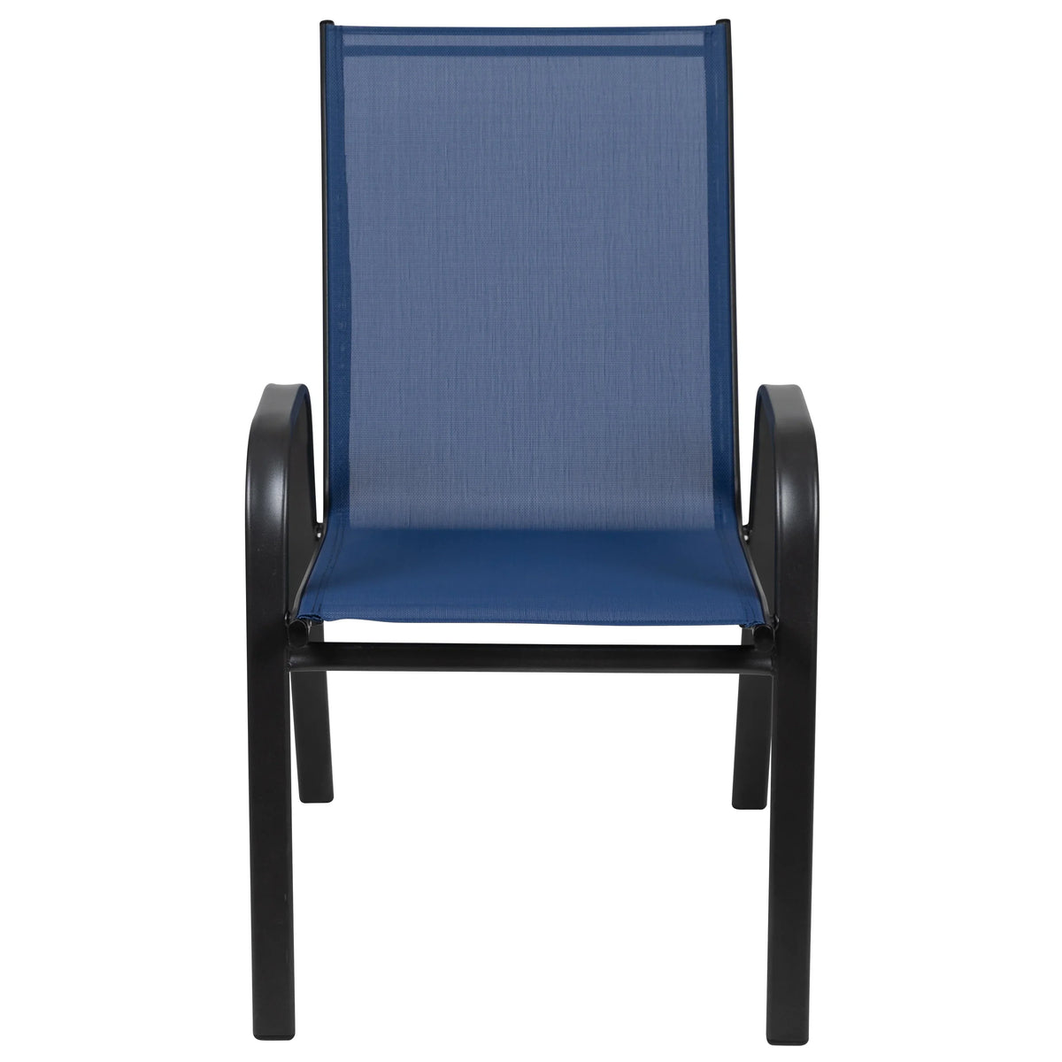 2026 NewBizChair 5 Pack Black Outdoor Stack Chair with Flex Comfort Material and Metal Frame
