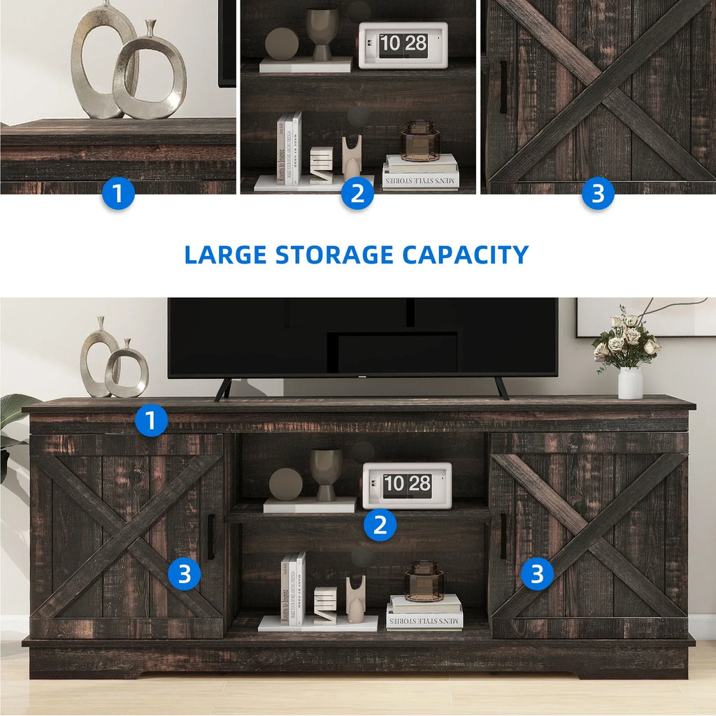2026 NewDextrus Farmhouse TV Stand for 65 inch TV, Entertainment Center for Living Room, TV Media Console Cabinet, Grey Wash