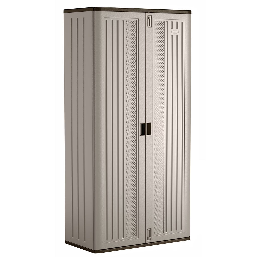 2026 NewSuncast Mega Tall Resin Outdoor Storage Cabinet with 3 Shelves, Platinum Metallic