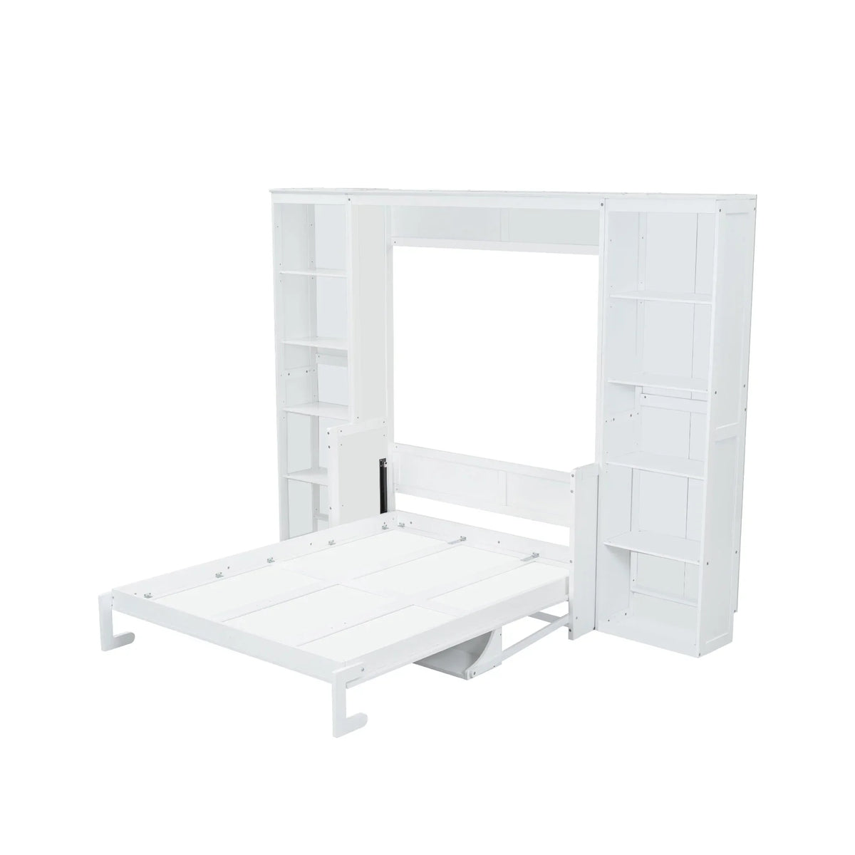 2026 NewQueen Size Murphy Bed with Desk and Bookshelf(White)