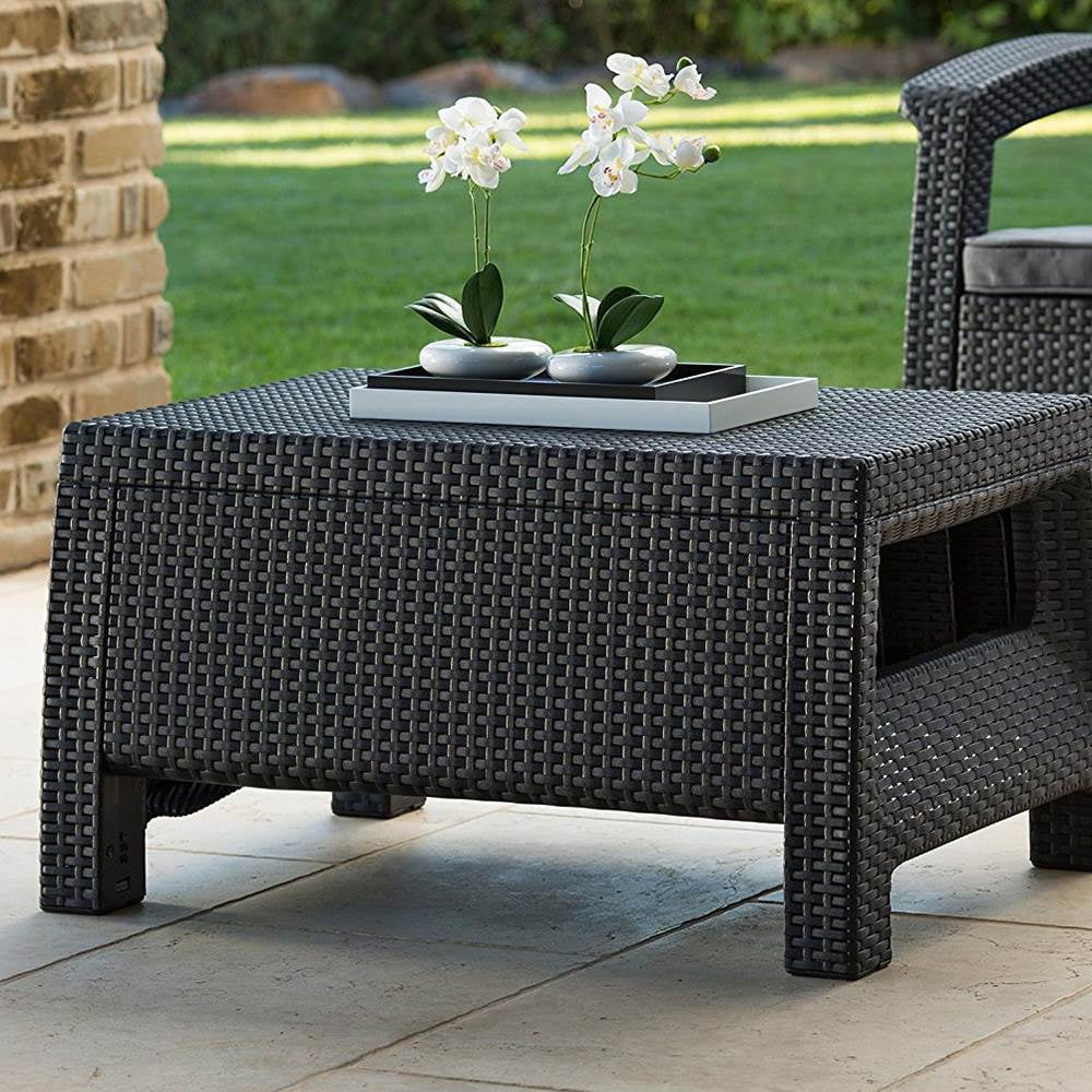 2026 NewKeter Corfu All Weather Resin 4 Piece Patio Conversation Set, Graphite