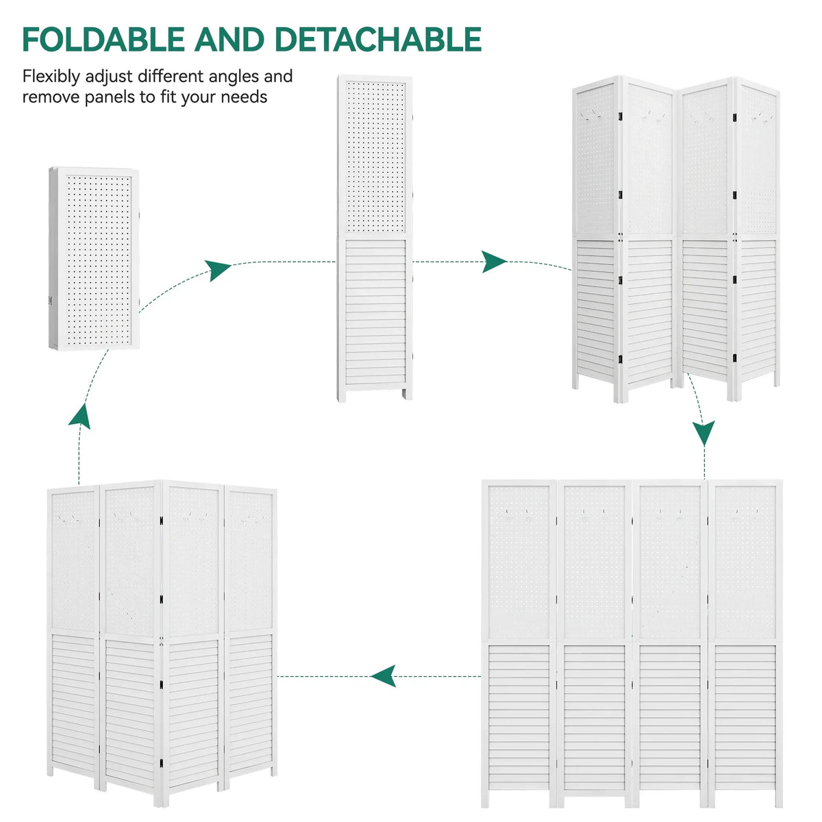 2026 NewDextrus Room Divider, 4 Panel Folding Privacy Screens with Pegboard Display, Freestanding Portable Privacy Screen Room Partition for Jewelry, Craft Show, Retail, Living Room, Bedroom