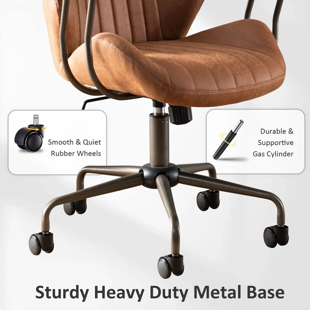 2026 NewOvios Ergonomic Office Chair Modern Computer Desk Suede Fabric Desk Chair with Lumbar Support for Home Office