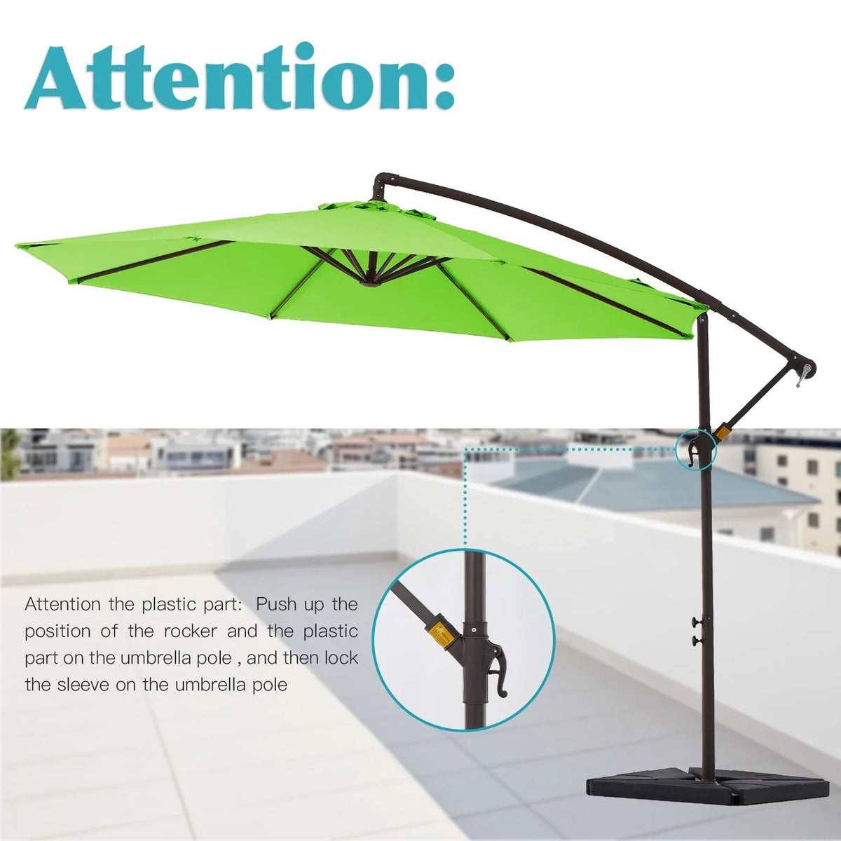 2026 NewJUSTLET 10ft Heavy Duty Patio Hanging Offset Cantilever Patio Umbrella W/ 4-Piece Base Included Included, Beige
