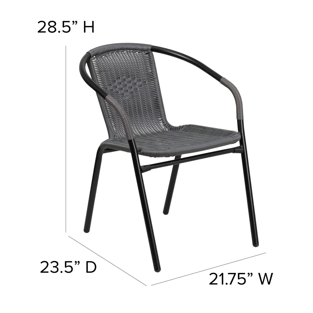 2026 NewEmma + Oliver Indoor/Outdoor Stacking Rattan Restaurant Patio Chairs, Set of 2, Gray