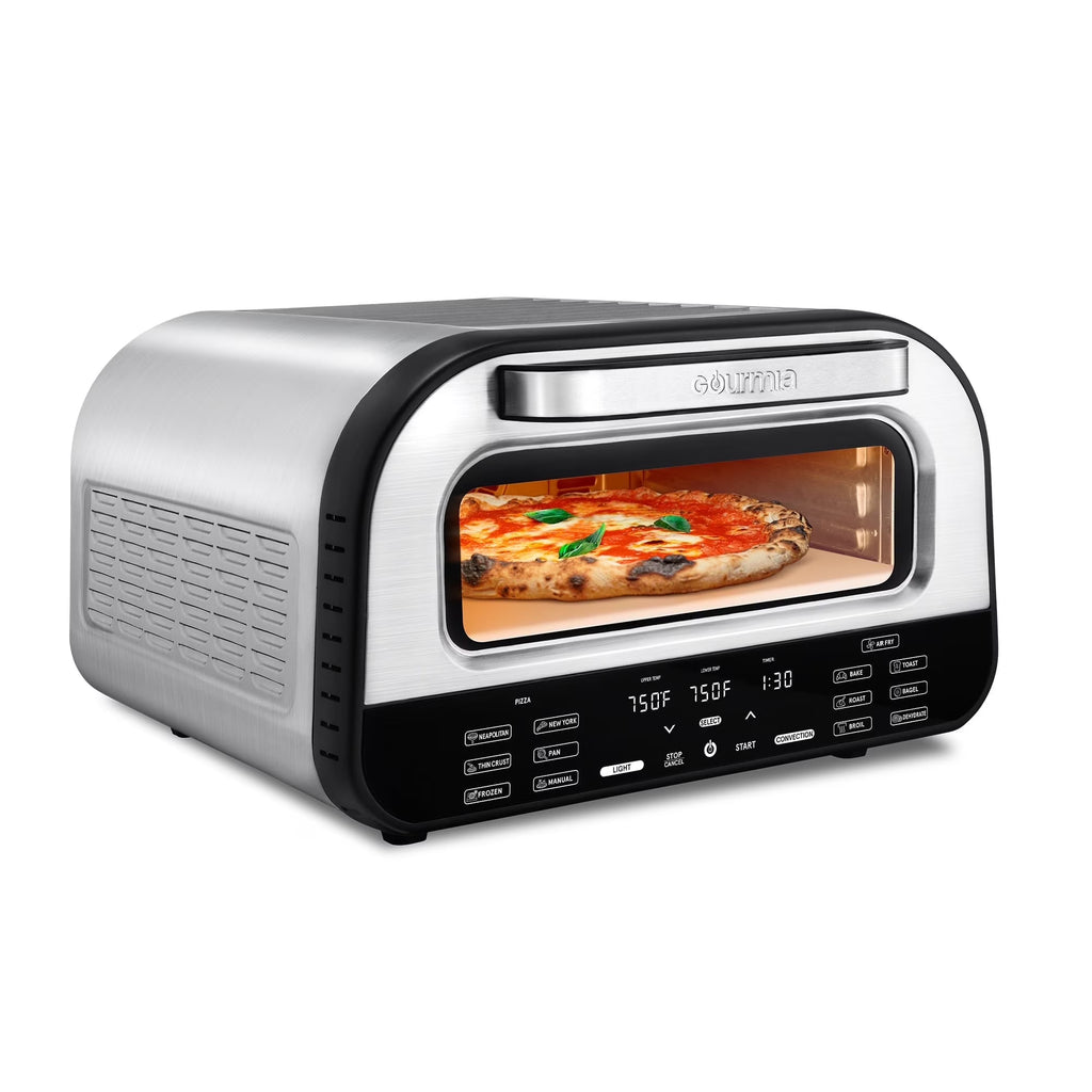 2026 NewGourmia Indoor Pizza Oven - All-in-One with 7 Cooking Functions, 6 Pizza Presets, Stainless Steel