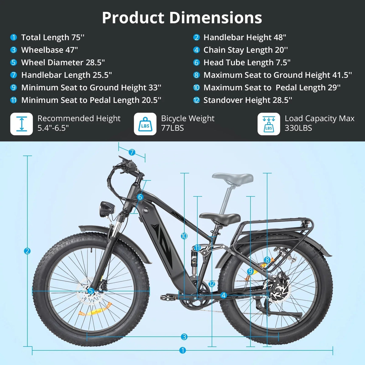 2026 NewElectric Bike for Adults,1000W E Bikes for Men,26" Fat Tire Electric Bikes,48V 17.5AH Battery,28MPH,7 Speed&Dual Hydraulic Disc Brakes,LCD Screen,60Miles Range,Electric Mountain Bicycle