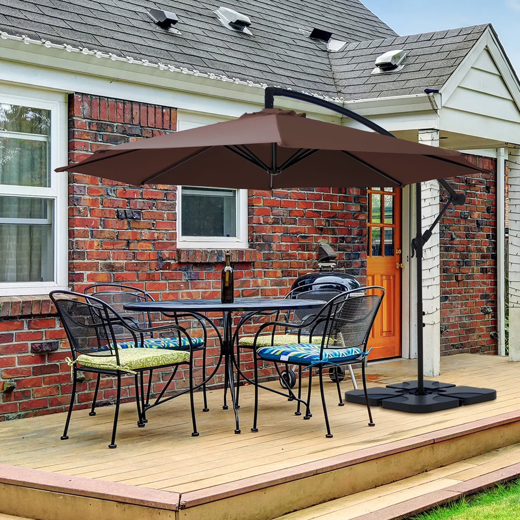 2026 NewJUSTLET 10ft Heavy Duty Patio Hanging Offset Cantilever Patio Umbrella W/ 4-Piece Base Included Included, Beige
