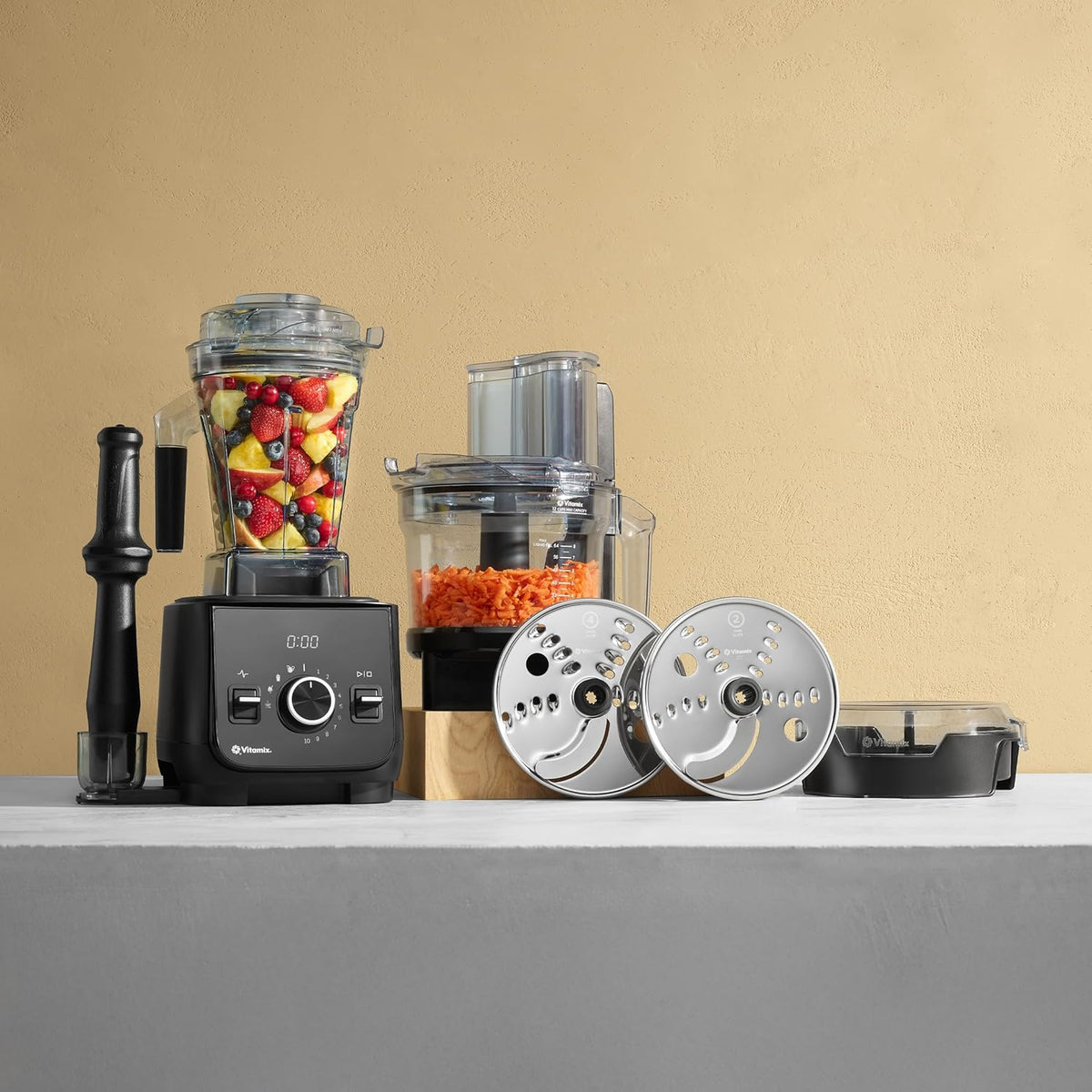 2026 Sistema de cocina Vitamix Ascent X2 SmartPrep con procesador de alimentos, recipiente de 1,4 litros con detección automática, color negro sombra.