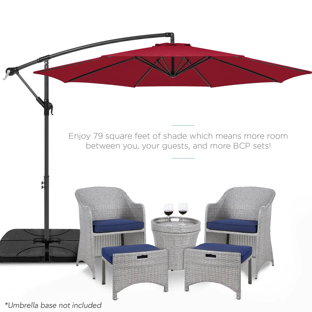 2026 NewBest Choice Products 10ft Offset Hanging Outdoor Market Patio Umbrella w/ Easy Tilt Adjustment - Tan