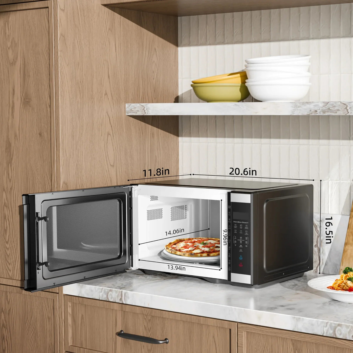 2026 NewHamilton Beach 1.1 cu ft Countertop Microwave Oven, Black and Stainless Steel