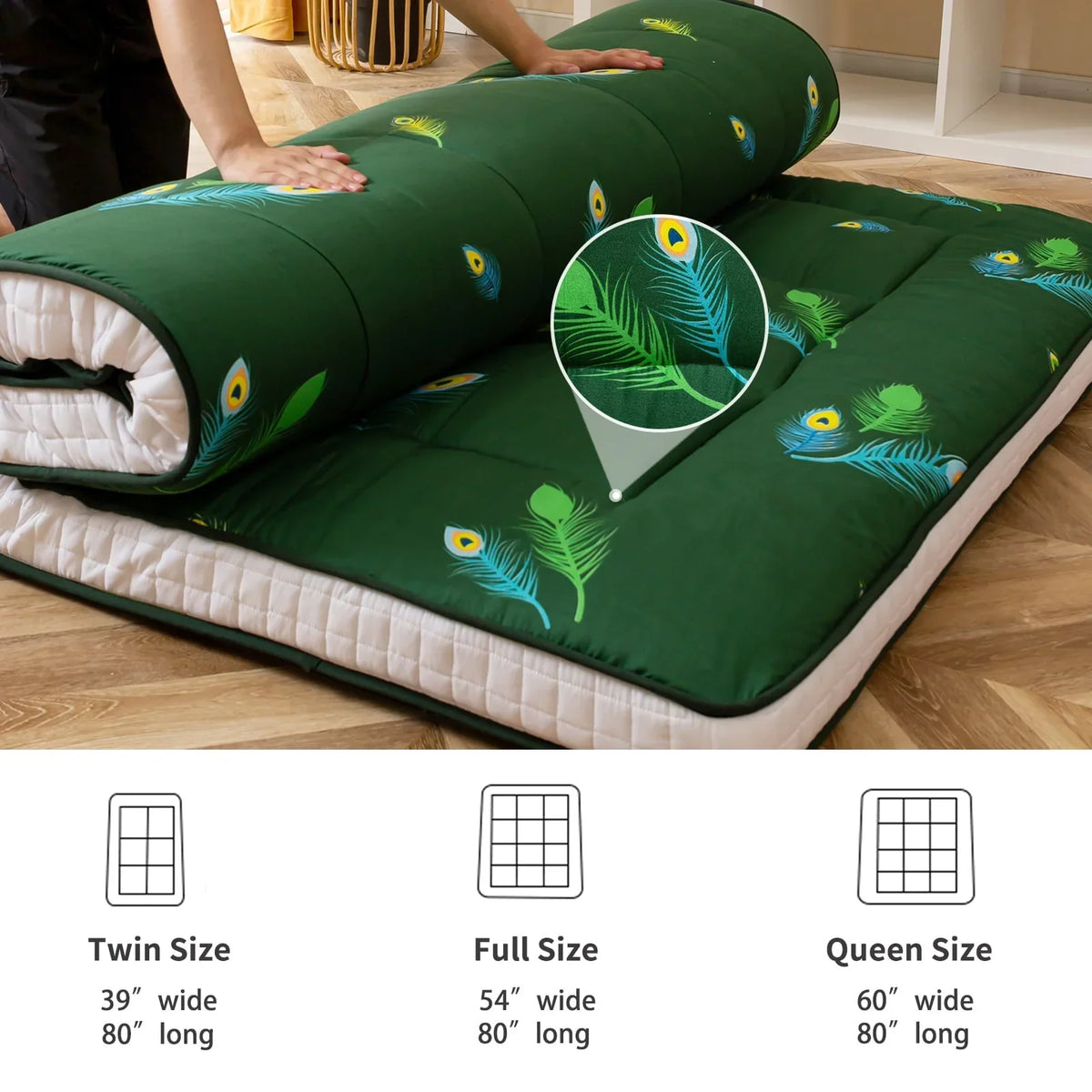 2026 NewExtra Thick Futon Floor Mattress, Padded Japanese Folding Roll Up Mattress Sleeping Pad, Foldable Camping Portable Mattress Shikibuton