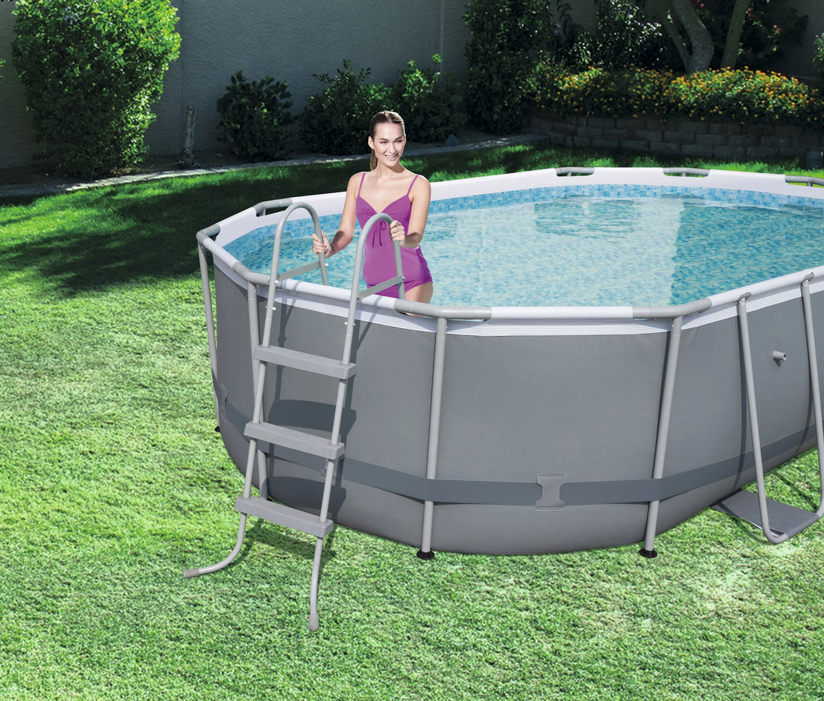 2026 NewBestway Power Steel 13.91' x 8.2' x 39.5" Oval Frame Pool Set