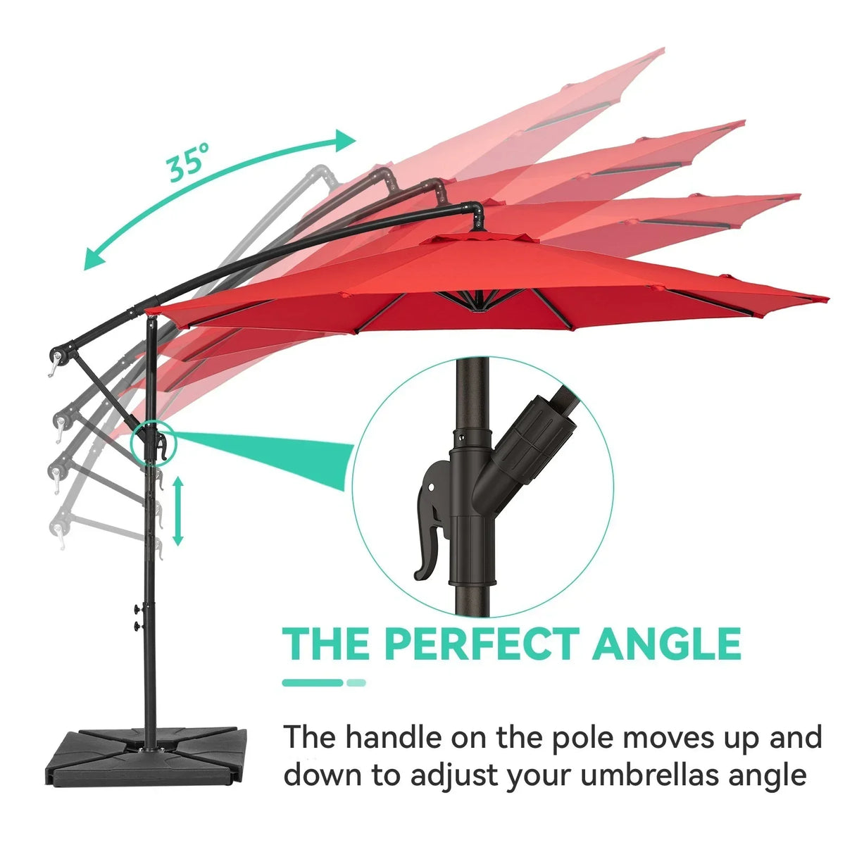 2026 NewJUSTLET 10ft Heavy Duty Patio Hanging Offset Cantilever Patio Umbrella W/ 4-Piece Base Included Included, Beige