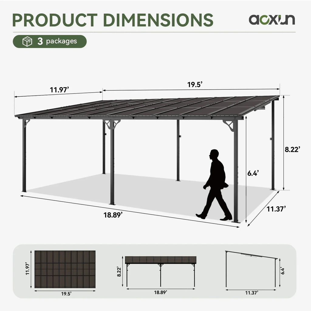 2026 NewAoxun 8' x 5' Gazebo for Patio, Gazebo Pergola with Sloped Roof, Grill Gazebo Large Wall-Mounted Heavy Duty Awnings, for Backyard, Deck, Patio