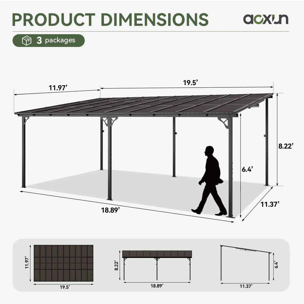 2026 NewAoxun 8' x 5' Gazebo for Patio, Gazebo Pergola with Sloped Roof, Grill Gazebo Large Wall-Mounted Heavy Duty Awnings, for Backyard, Deck, Patio