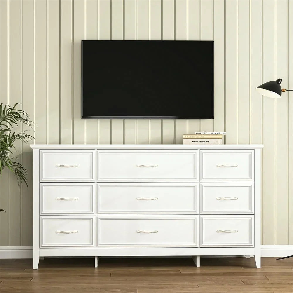 2026 NewKadyn Modern 6 Drawer Dresser Wood Cabinet,Dresser for Bedroom, Kitchen Storage Cabinet with Drawers, Chest of Drawers(Black)